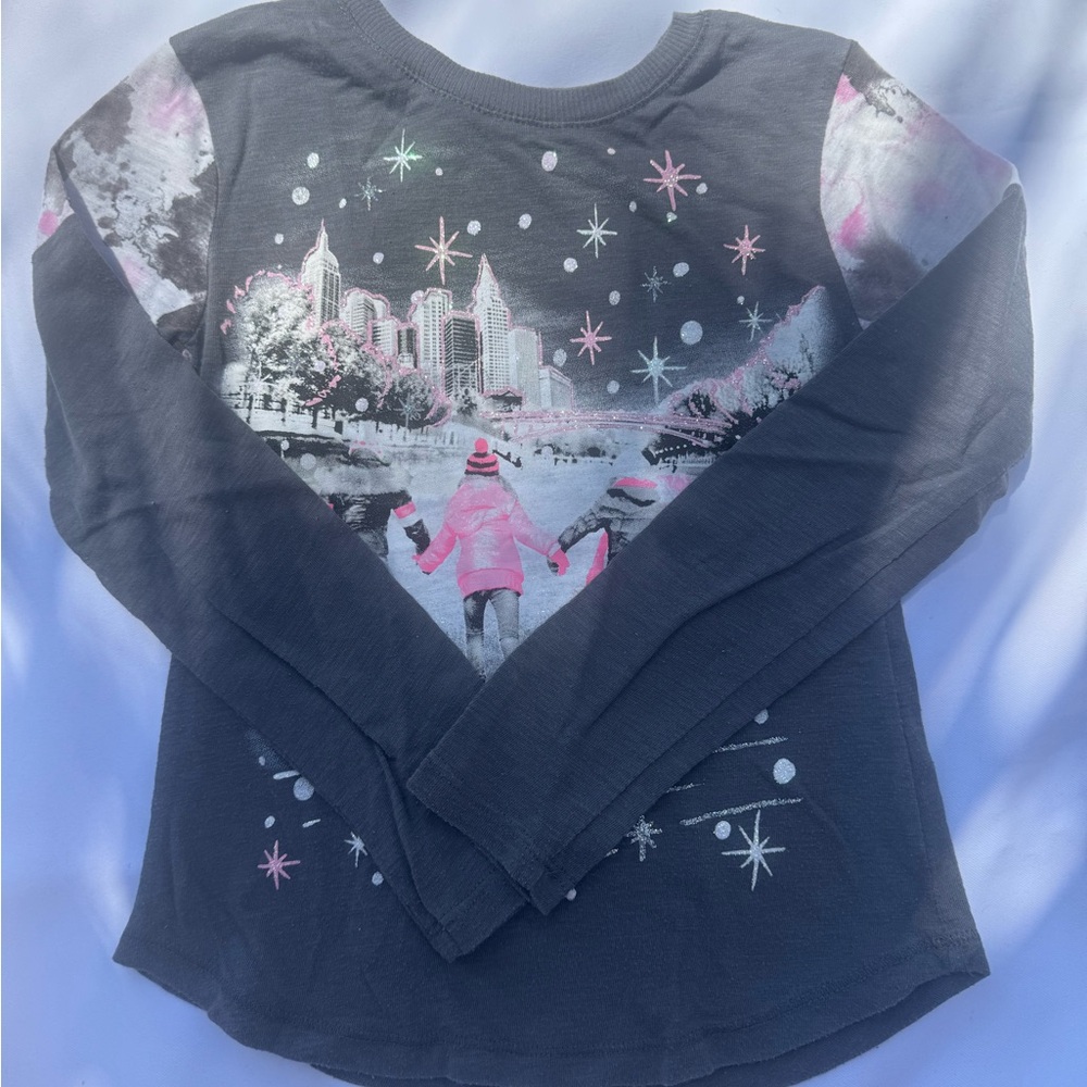 Justice Gray Long Sleeve Shirt with Winter Scene